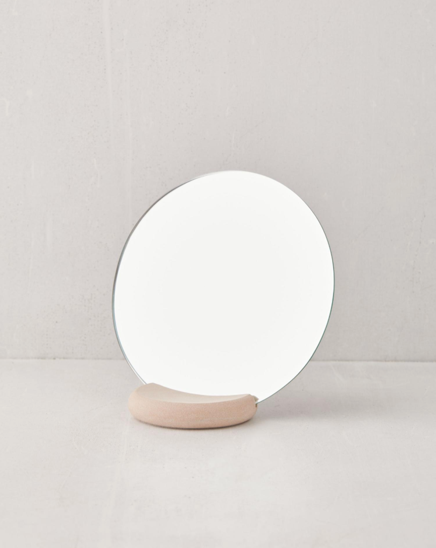 Round Stone Base Mirror